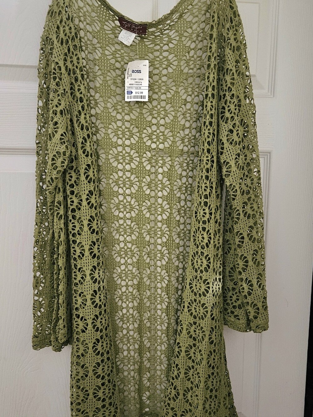 Crochet Lace Cotton Blend Beach Cover-Up Tie-Front